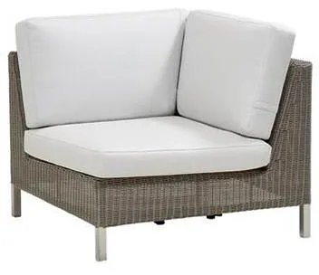 Cane-Line Connect hörnmodul, taupe, vit kudde